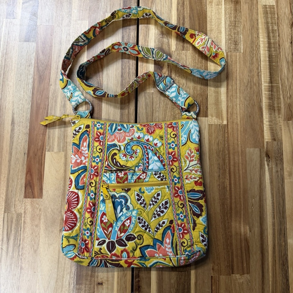 Vera Bradley Crossbody Purse Bag Yellow Provencal Hipster, Adjustable Strap